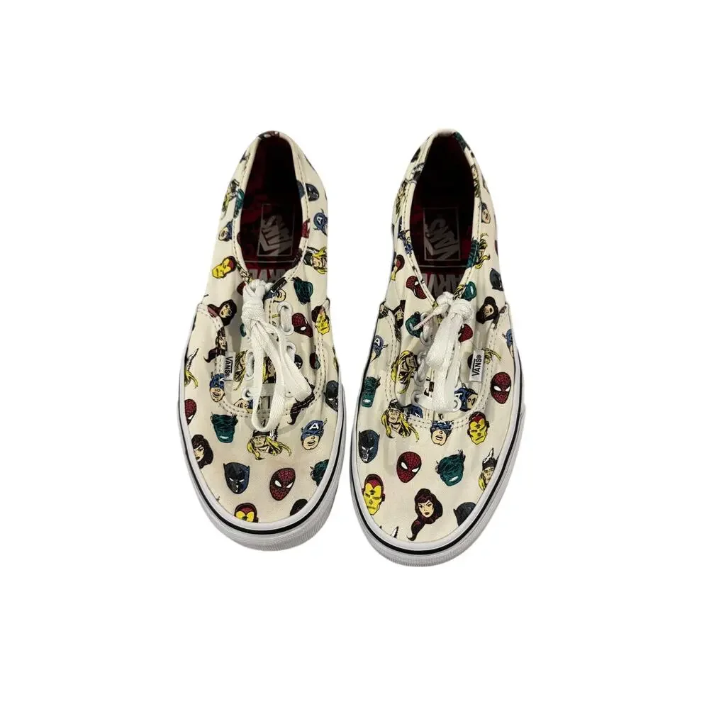 Vans x Marvel Authentic Canvas Sneakers White Comic Print Women’s